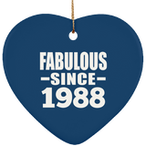 36th Birthday Fabulous Since 1988 - Heart Ornament