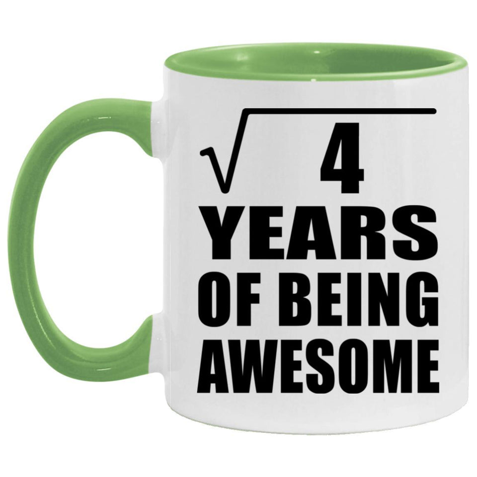 2nd Birthday Square Root of 4 Years of Being Awesome - 11oz Accent Mug Green
