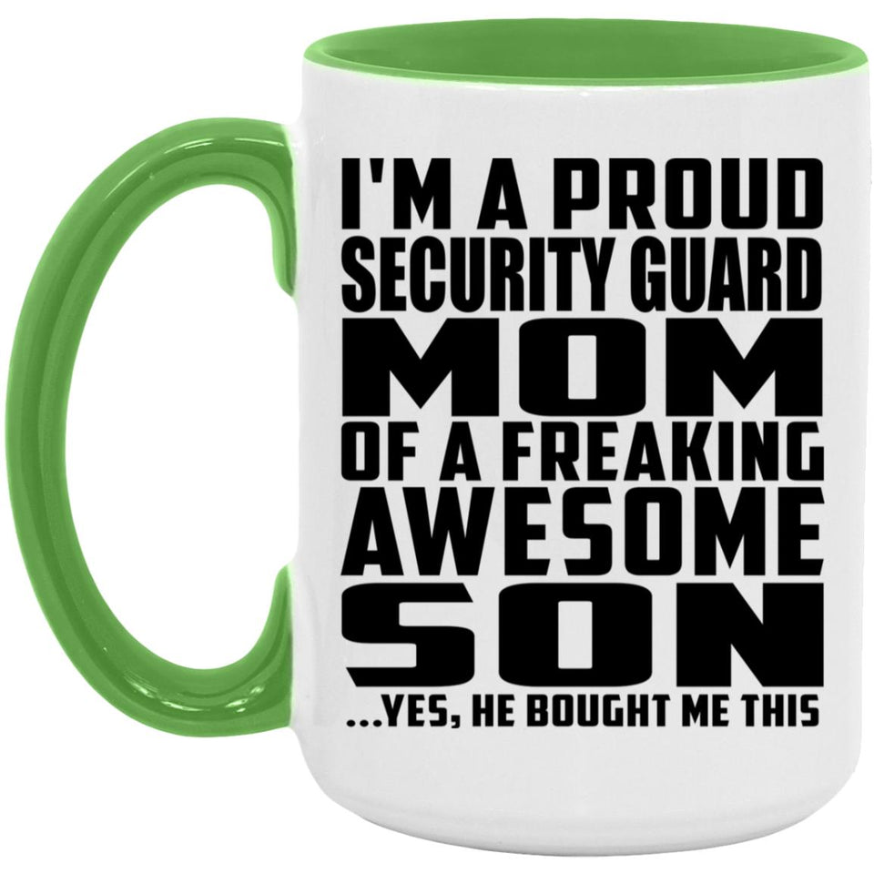 Proud Security Guard Mom Of Awesome Son - 15oz Accent Mug Green