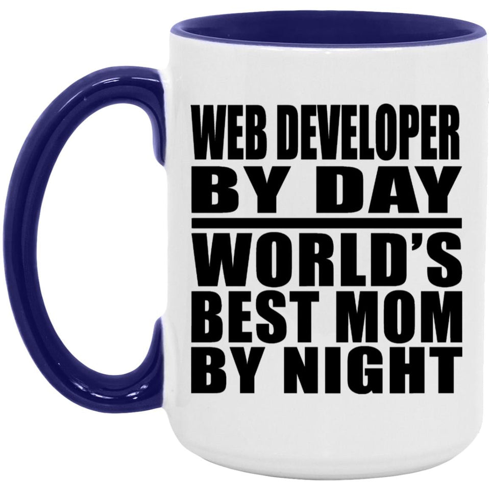 Web Developer By Day World's Best Mom By Night - 15oz Accent Mug Purple