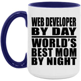 Web Developer By Day World's Best Mom By Night - 15oz Accent Mug Purple