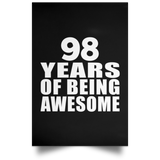 98th Birthday 98 Years Of Being Awesome - Poster Portrait