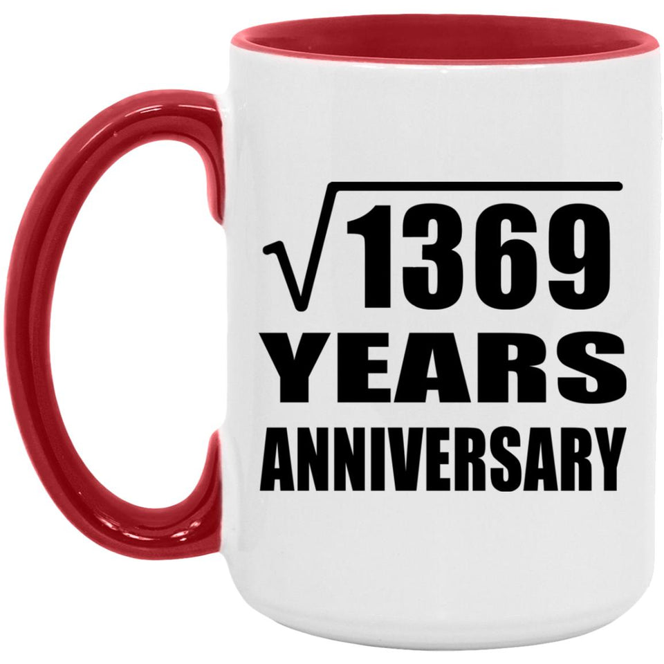 37th Anniversary Square Root of 1369 Years Anniversary - 15oz Accent Mug Red