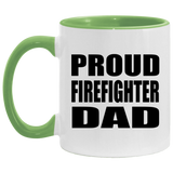 Proud Firefighter Dad - 11oz Accent Mug Green