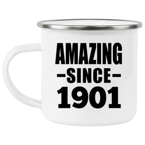 123rd Birthday Amazing Since 1901 - 12oz Camping Mug