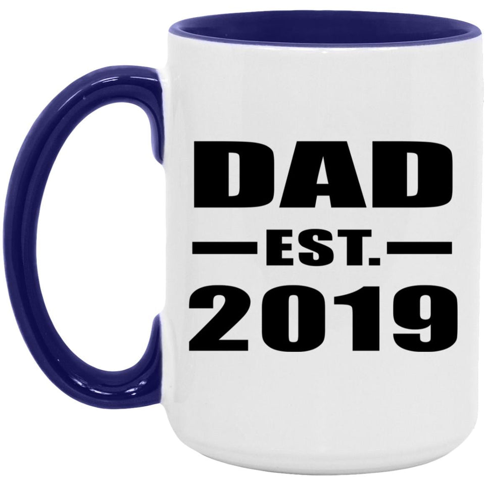 Dad Established EST. 2019 - 15oz Accent Mug Purple