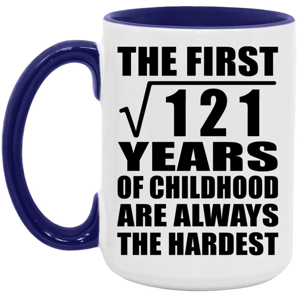11th Birthday Square Root of 121 Years of Childhood - 15oz Accent Mug Purple