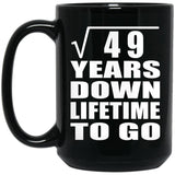 7th Anniversary Square Root of 49 Years Lifetime To Go - 15oz Coffee Mug Black