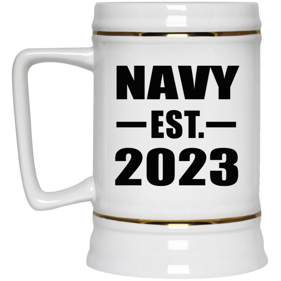 Navy Established EST. 2023 - Beer Stein