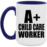 A+ Child Care Worker - 15oz Accent Mug Purple