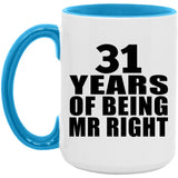 31st Anniversary 31 Years Of Being Mr Right - 15oz Accent Mug Blue