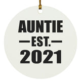 Auntie Established EST. 2021 - Circle Ornament