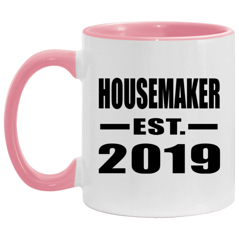 Housemaker Established EST. 2019 - 11oz Accent Mug Pink