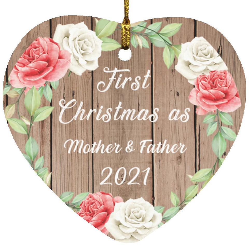 First Christmas As Mother & Father 2021 - Heart Ornament B