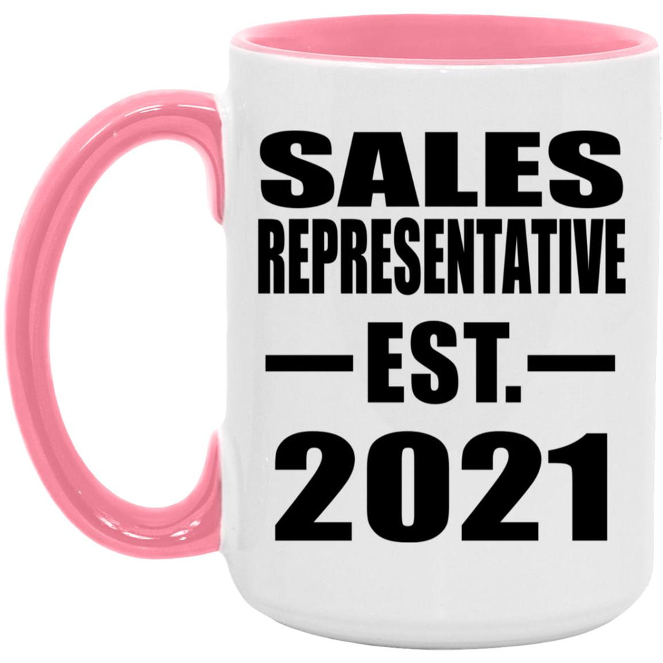 Sales Representative Established EST. 2021 - 15oz Accent Mug Pink