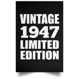 77th Birthday Vintage 1947 Limited Edition - Poster Portrait
