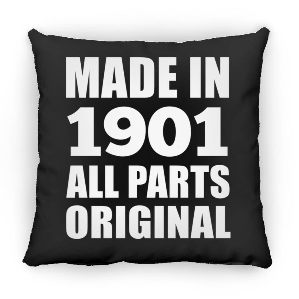 123rd Birthday Made in 1901 All Parts Original - Throw Pillow Black