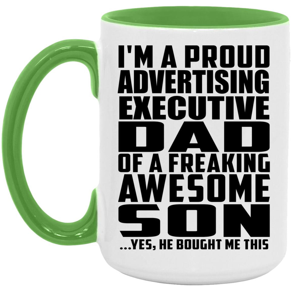 Proud Advertising Executive Dad Of Awesome Son - 15oz Accent Mug Green