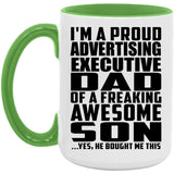 Proud Advertising Executive Dad Of Awesome Son - 15oz Accent Mug Green