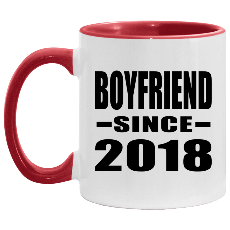 Boyfriend Since 2018 - 11oz Accent Mug Red