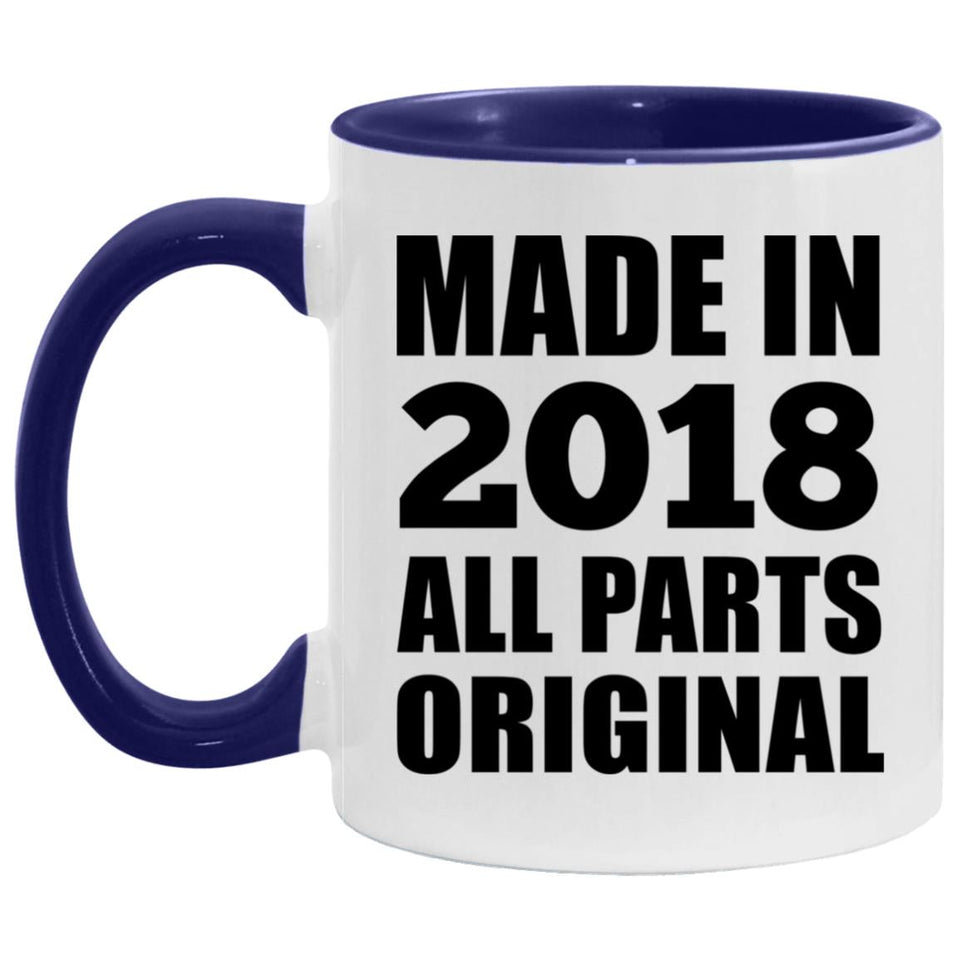 6th Birthday Made in 2018 All Parts Original - 11oz Accent Mug Purple