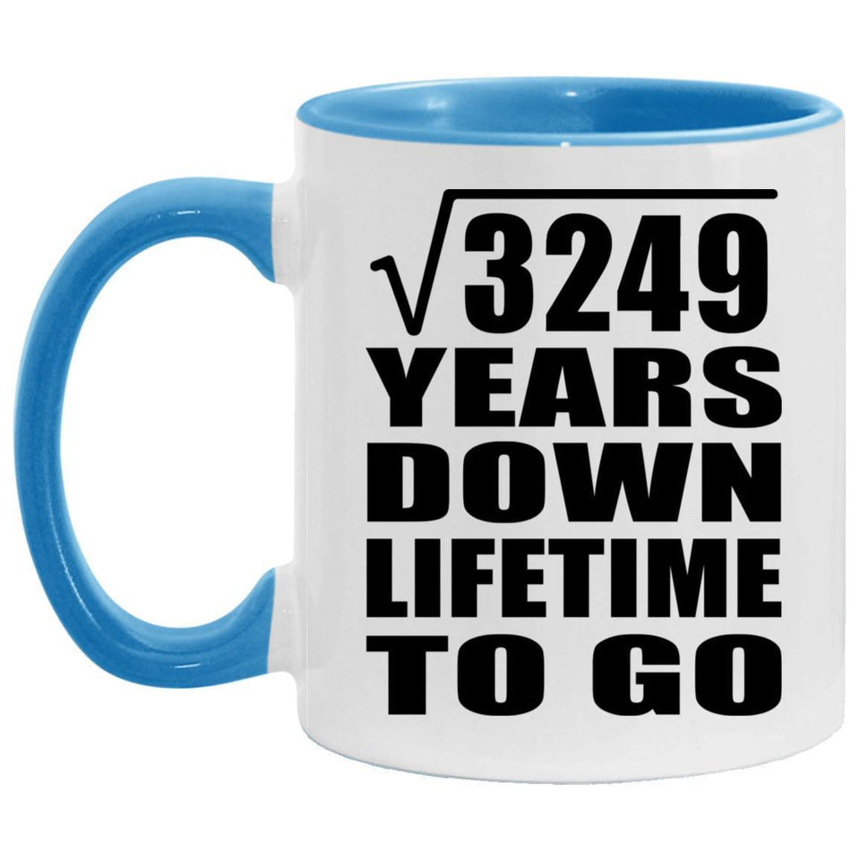 57th Anniversary Square Root of 3249 Years Lifetime To Go - 11oz Accent Mug Blue