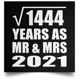 38th Anniversary Square Root of 1444 Years As Mr & Mrs 2021 - Poster Square