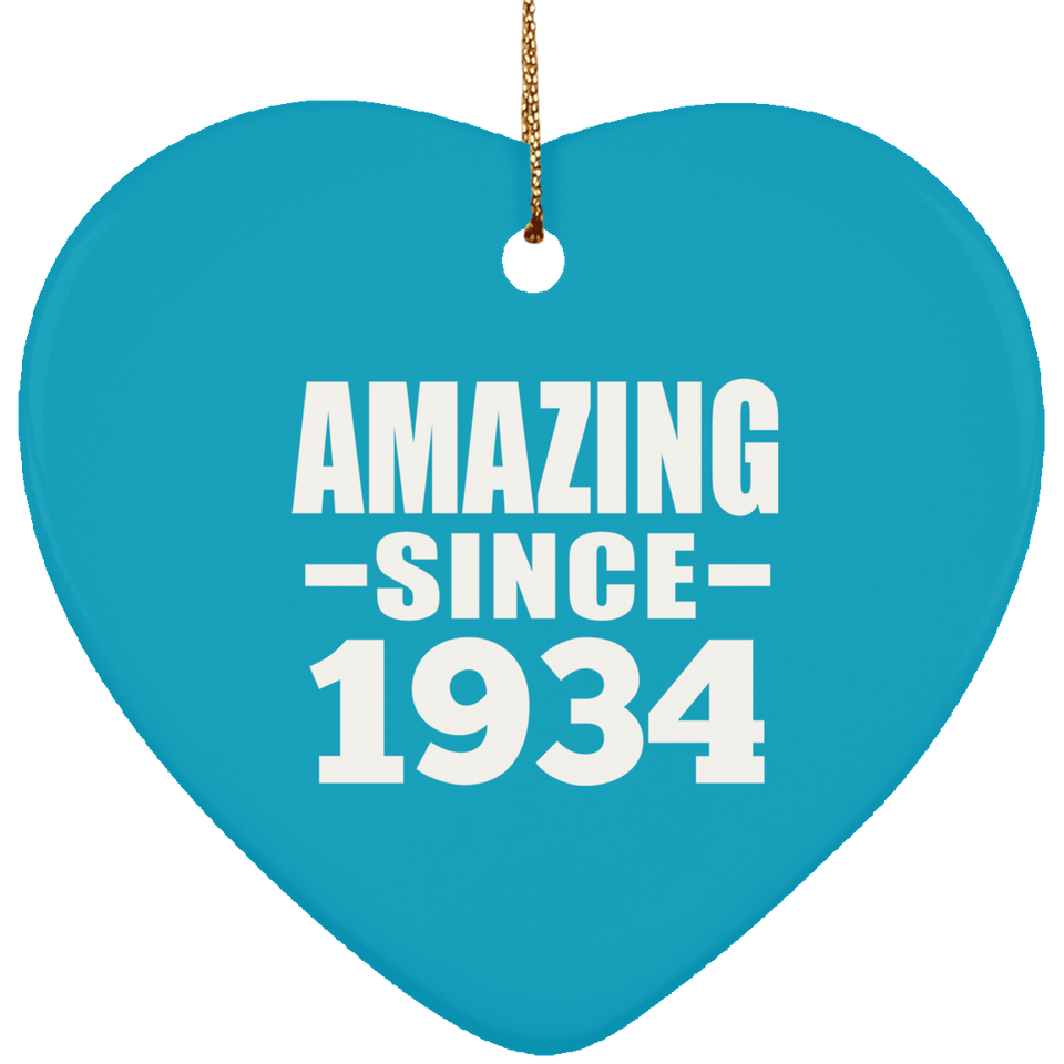 90th Birthday Amazing Since 1934 - Heart Ornament