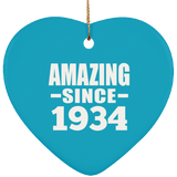 90th Birthday Amazing Since 1934 - Heart Ornament