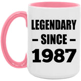 37th Birthday Legendary Since 1987 - 15oz Accent Mug Pink