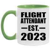 Flight Attendant Established EST. 2023 - 11oz Accent Mug Green