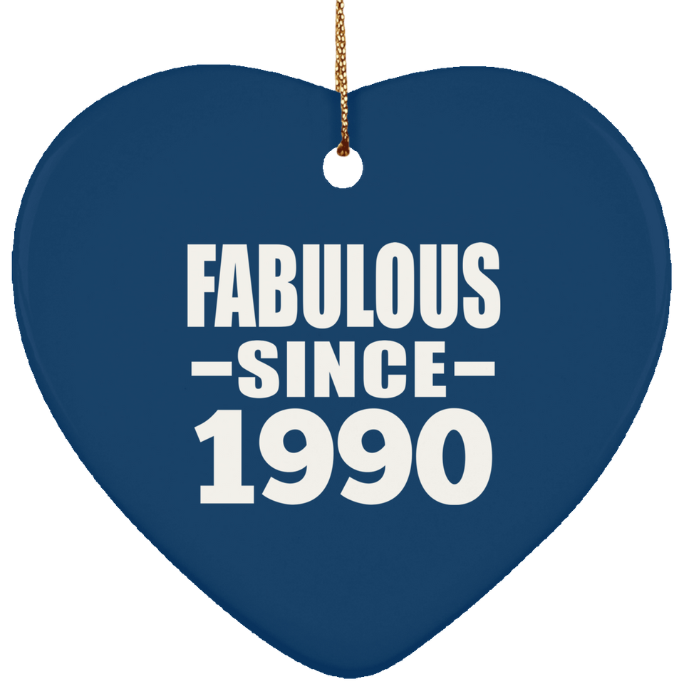 34th Birthday Fabulous Since 1990 - Heart Ornament