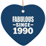 34th Birthday Fabulous Since 1990 - Heart Ornament