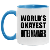 World's Okayest Hotel Manager - 11oz Accent Mug Blue
