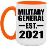 Military General Established EST. 2021 - 15oz Accent Mug Orange