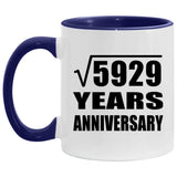 77th Anniversary Square Root of 5929 Years Anniversary - 11oz Accent Mug Purple