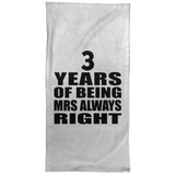 3rd Anniversary 3 Years of Being Mrs Always Right - Hand Towel