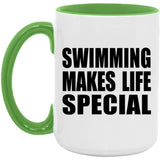 Swimming Makes Life Special - 15oz Accent Mug Green