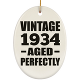 90th Birthday Vintage 1934 Aged Perfectly - Oval Ornament