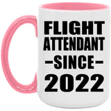 Flight Attendant Since 2022 - 15oz Accent Mug Pink