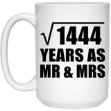38th Anniversary Square Root of 1444 Years As Mr & Mrs - 15oz Coffee Mug