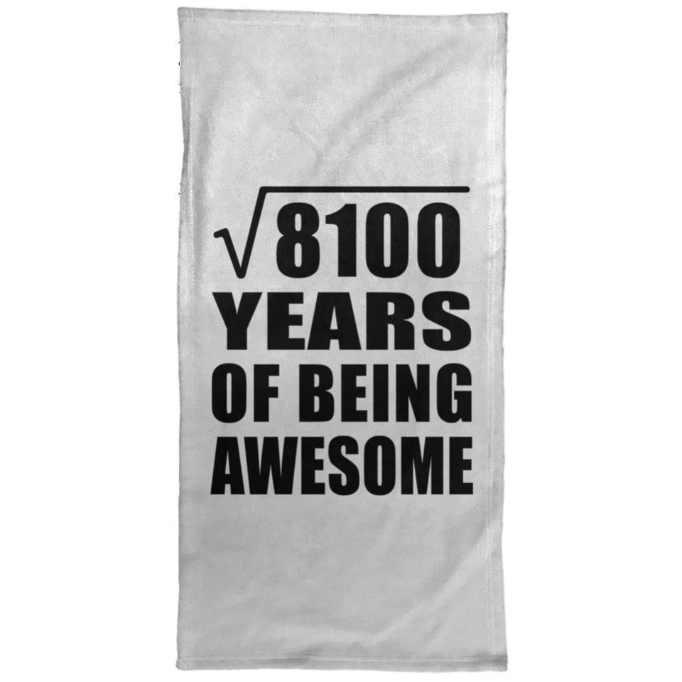 90th Birthday Square Root of 8100 Years of Being Awesome - Hand Towel