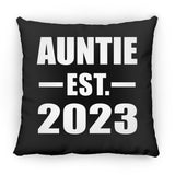 Auntie Established EST. 2023 - Throw Pillow Black
