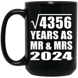66th Anniversary Square Root of 4356 Years As Mr & Mrs 2024 - 15oz Coffee Mug Black