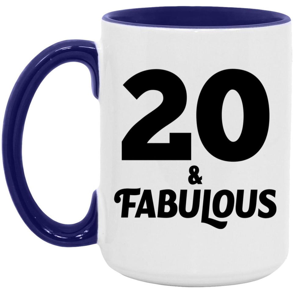 20th Birthday 20 & Fabulous - 15oz Accent Mug Purple