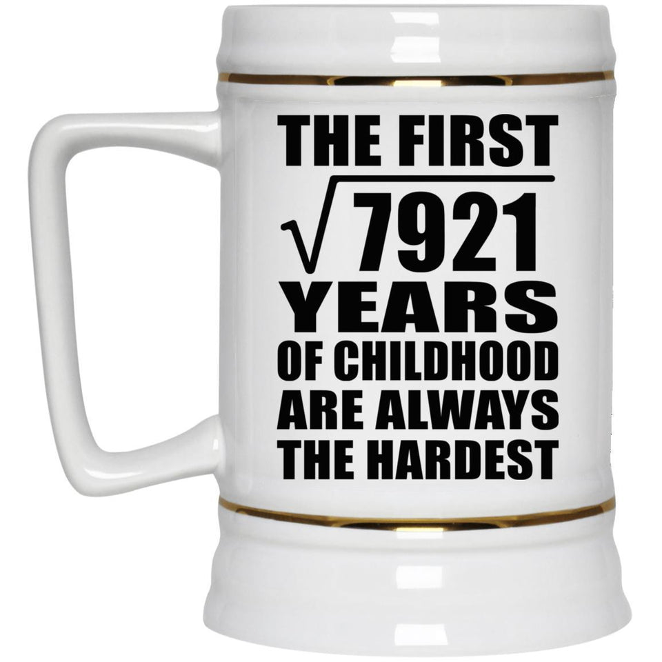89th Birthday Square Root of 7921 Years of Childhood - Beer Stein