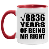 94th Anniversary Square Root of 8836 Years of Being Mr Right - 11oz Accent Mug Red