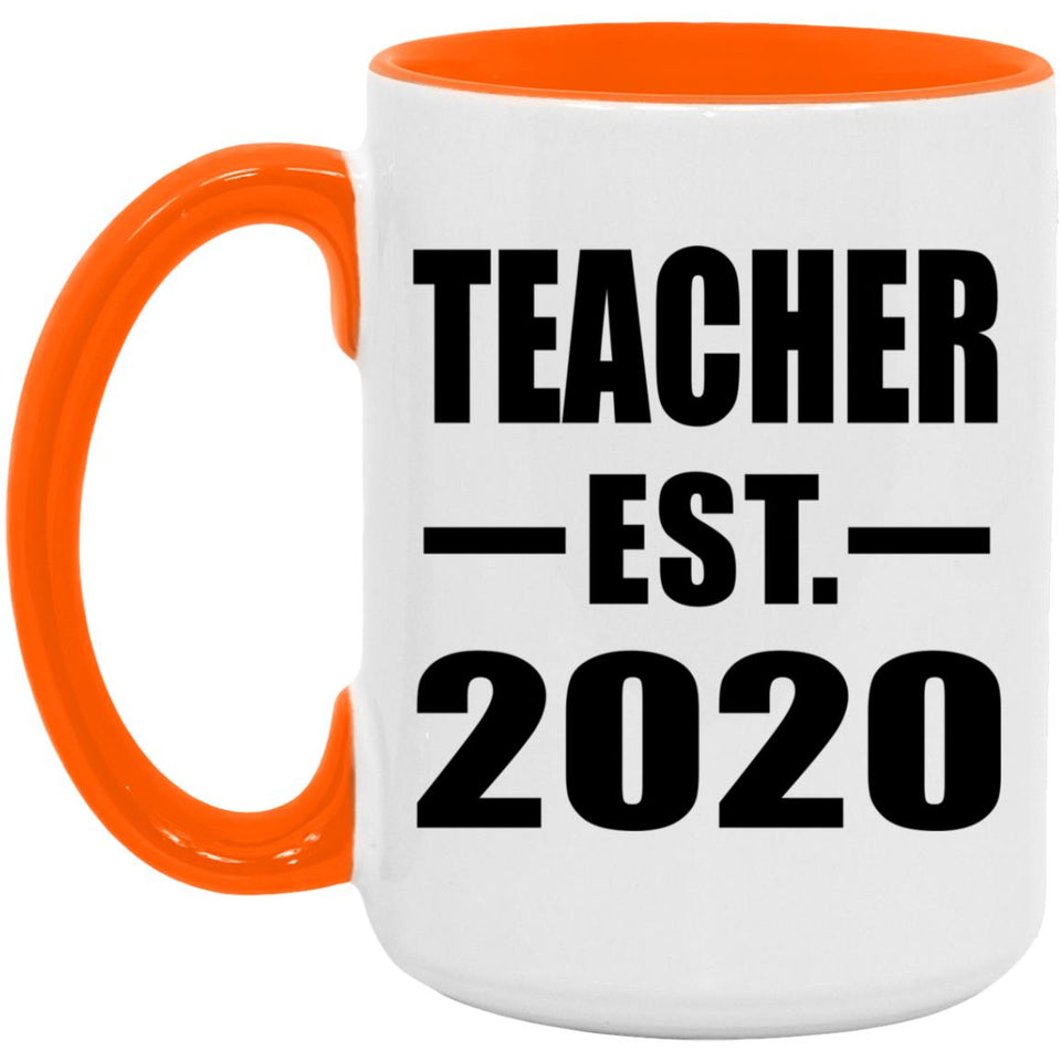 Teacher Established EST. 2020 - 15oz Accent Mug Orange