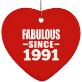33rd Birthday Fabulous Since 1991 - Heart Ornament