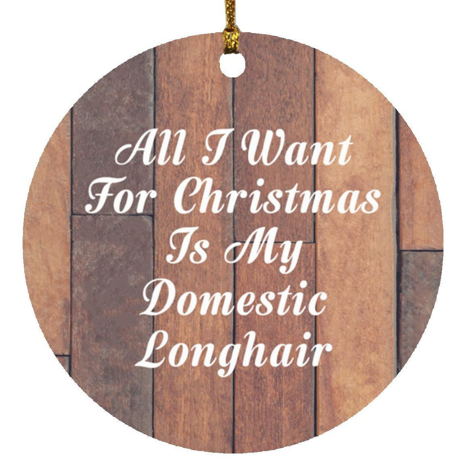 All I Want For Christmas Is My Domestic Longhair - Circle Ornament E